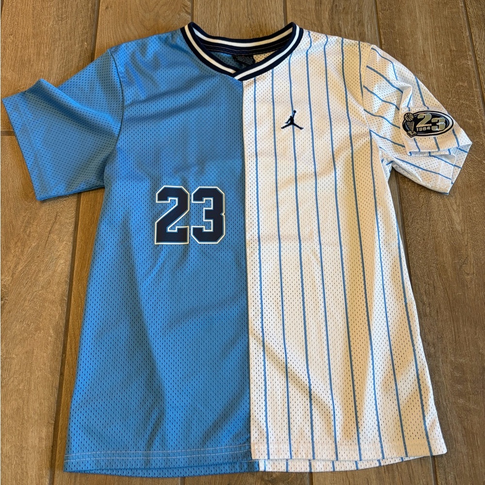 Jordan Split-Panel 23 Jersey in Sky Blue and White size large youth size 12